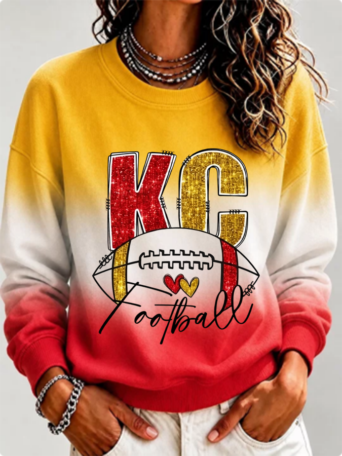 Women's Football Printed Casual Sweatshirt