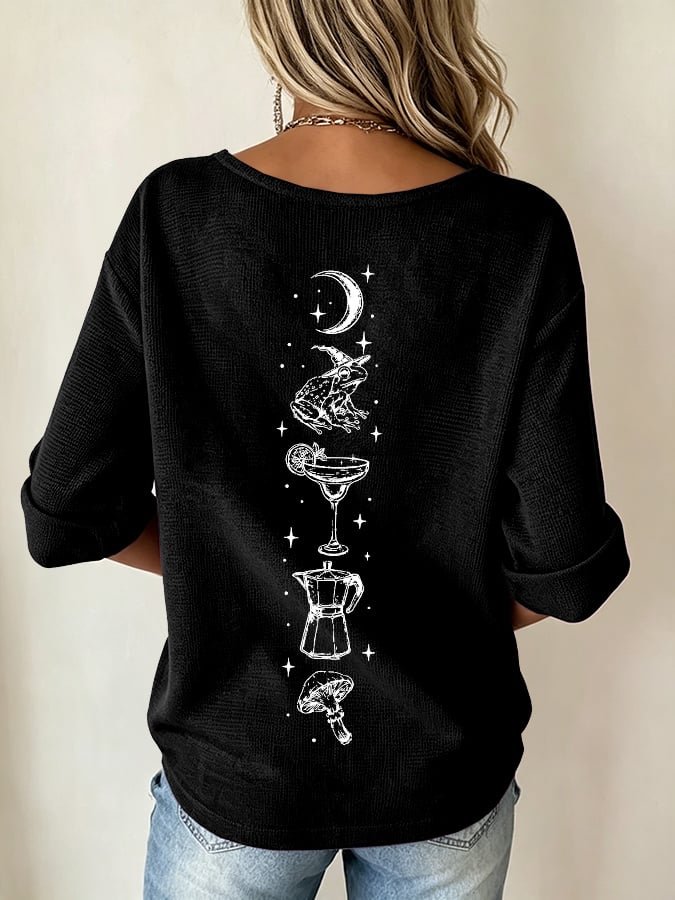 Women's Midnight Margaritas Print V Neck Top