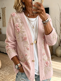 Women'S Casual Plant Flower Gilded Cardigan Top