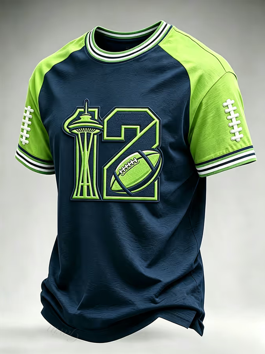 Men'S Football Print Short-Sleeve T-Shirt