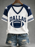 Women'S Football Gameday Gift For Football Fans Casual V-Neck Tee