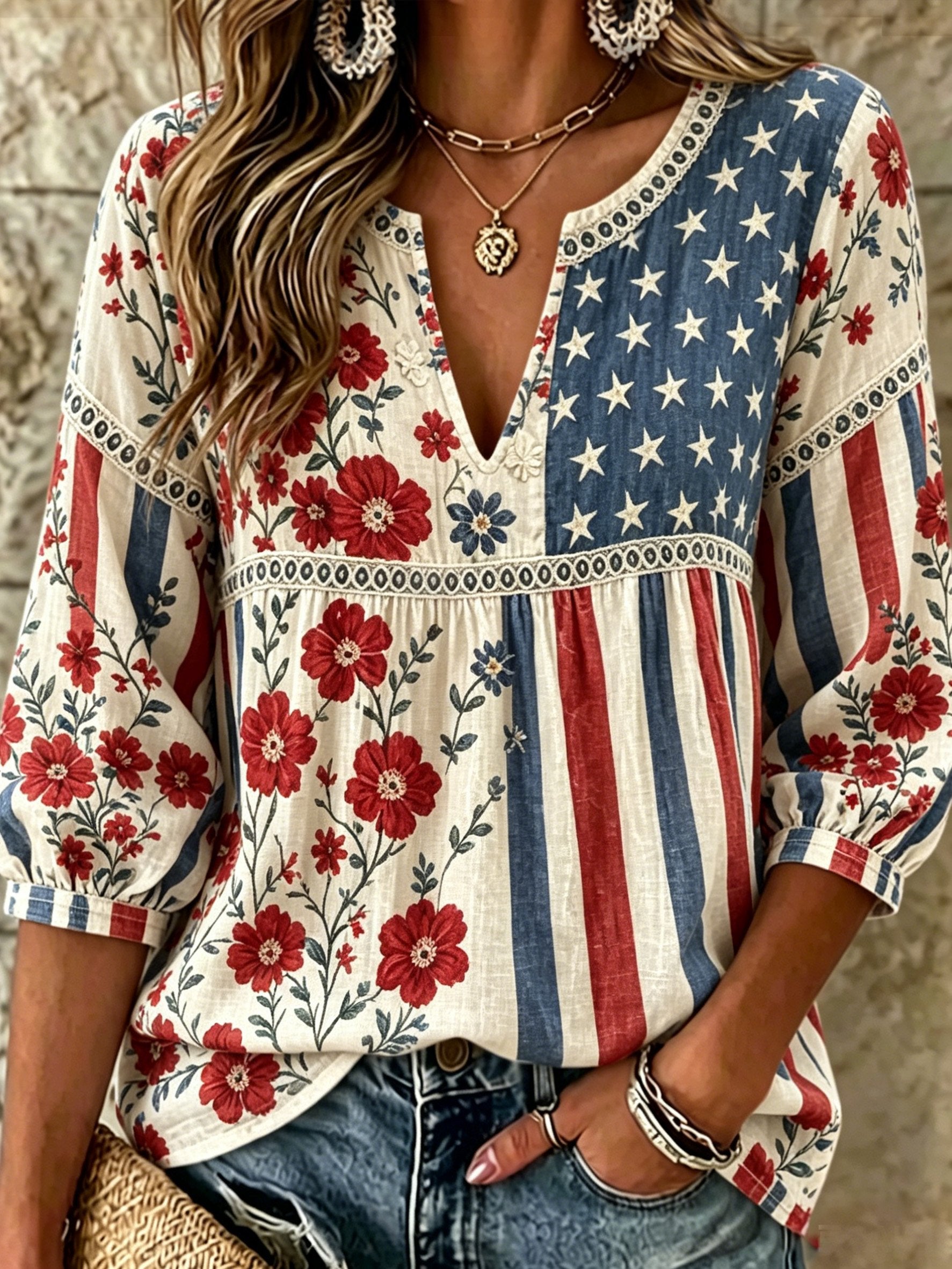 Women's 250th Anniversary Floral Print Top