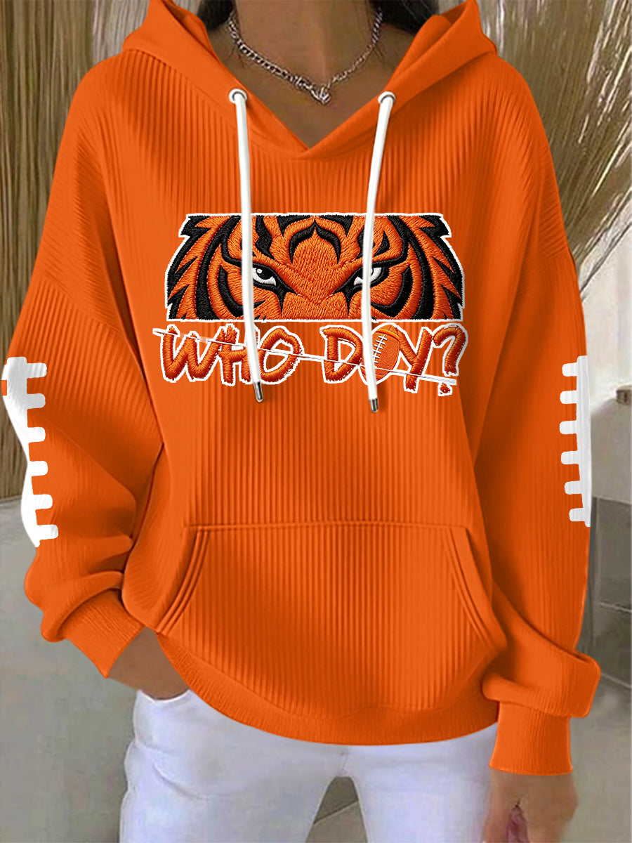 Women'S Football Print Hooded Sweatshirt