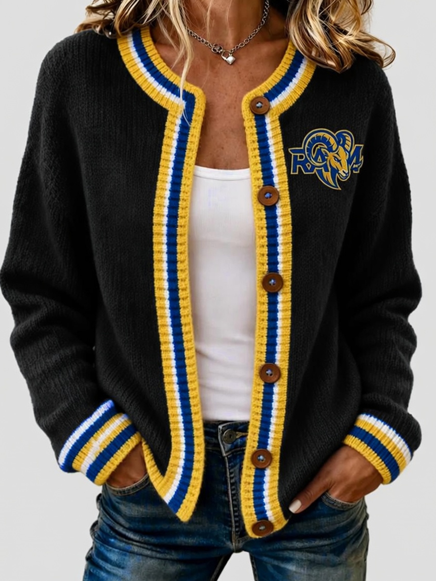 Women's casual Football plant knitted cardigan top