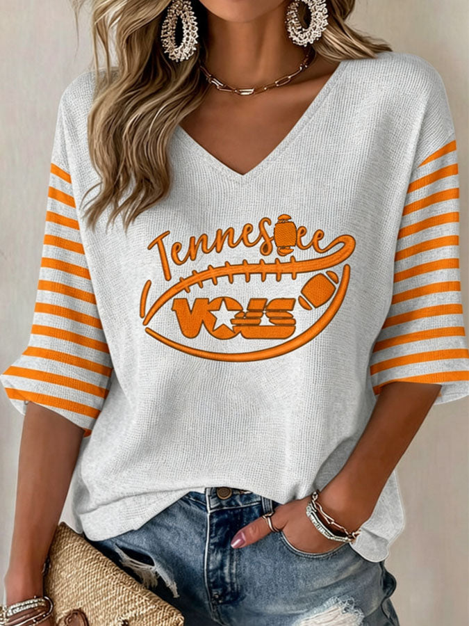 Women'S Football Print Waffle Top