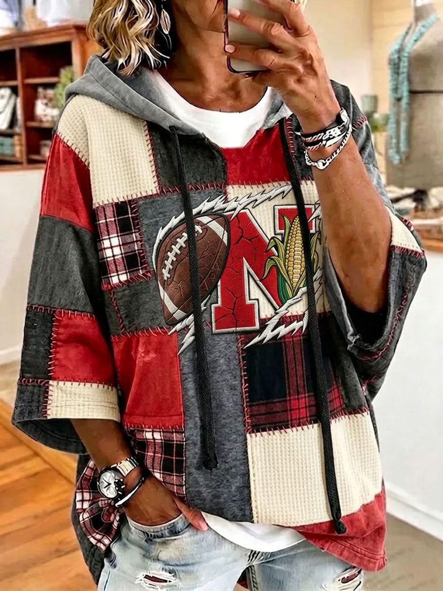 Women's University Football Fan Casual Loose Hoodie