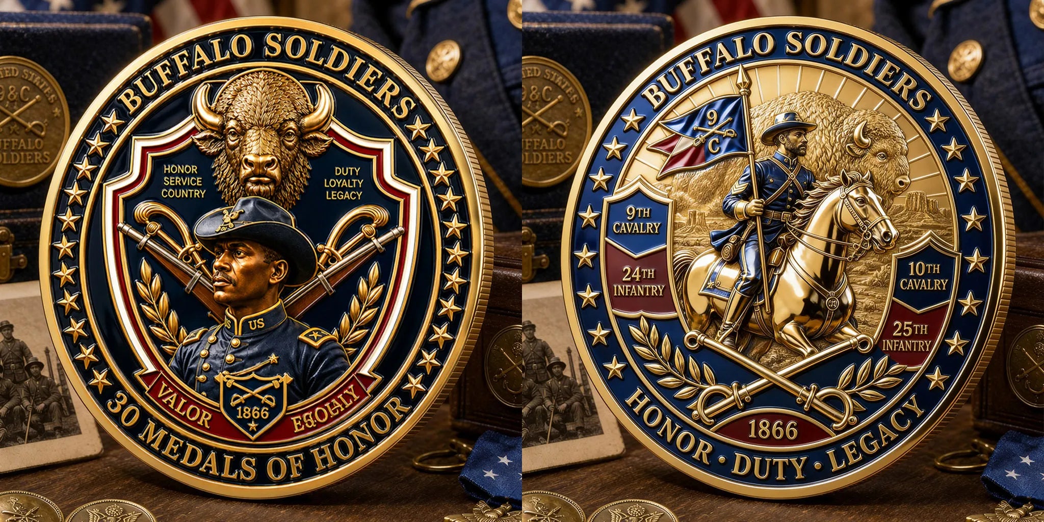 Buffalo Soldiers 1866 Heritage Commemorative Metal Medal