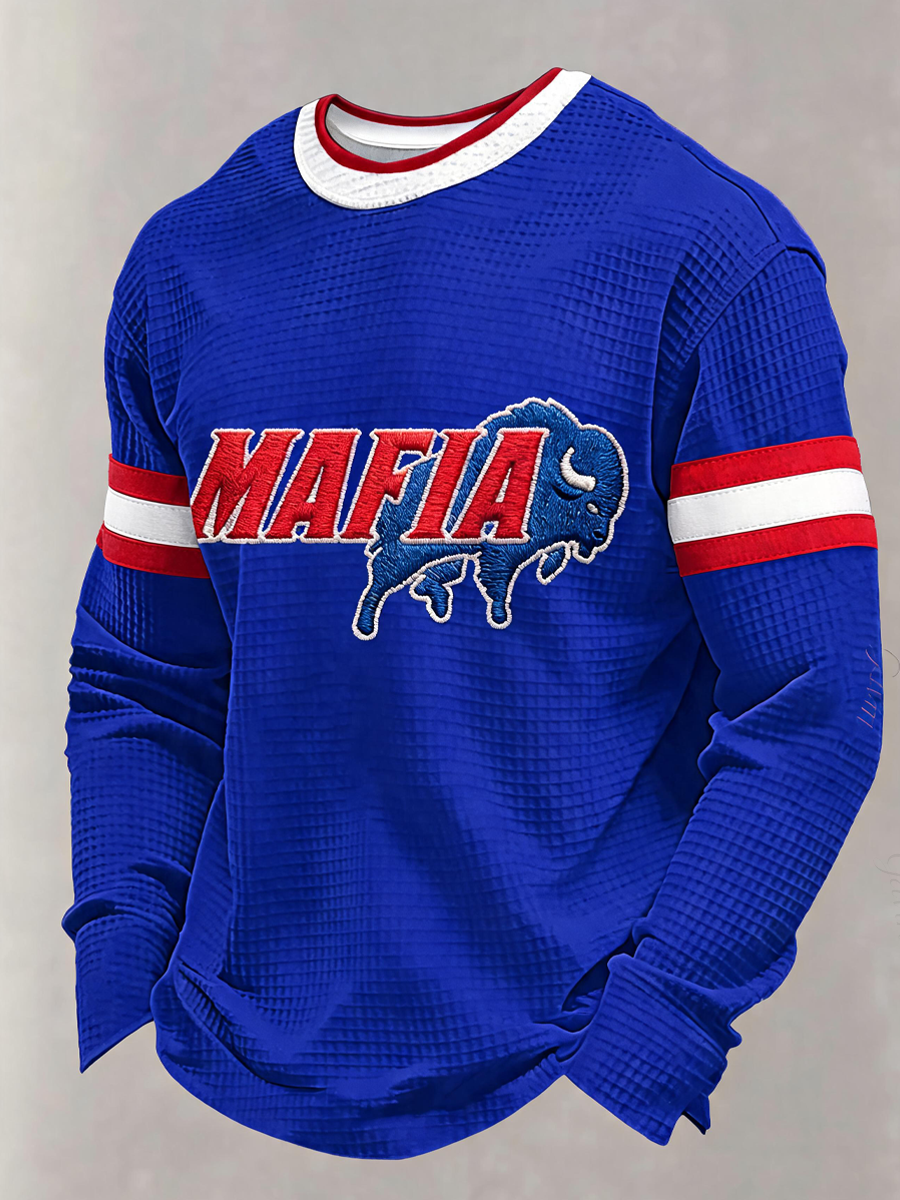 Men'S Football Fans Gameday Print Waffle Sweatshirt