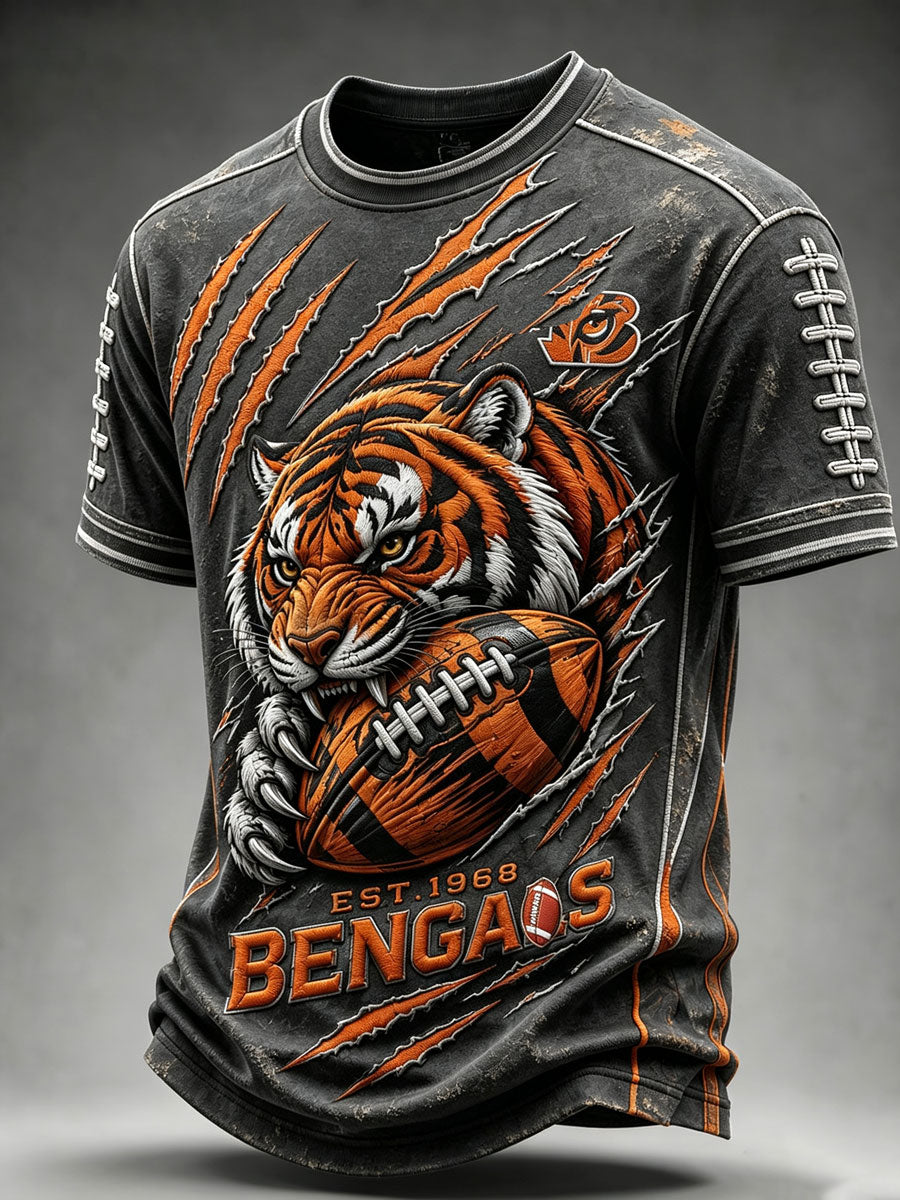 Men's Football Printed Round Neck T-Shirt