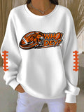 Women's Football Print Long-Sleeved Knit Top