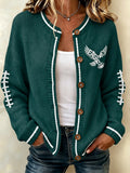 Women's Football Pattern Knitted Cardigan Top