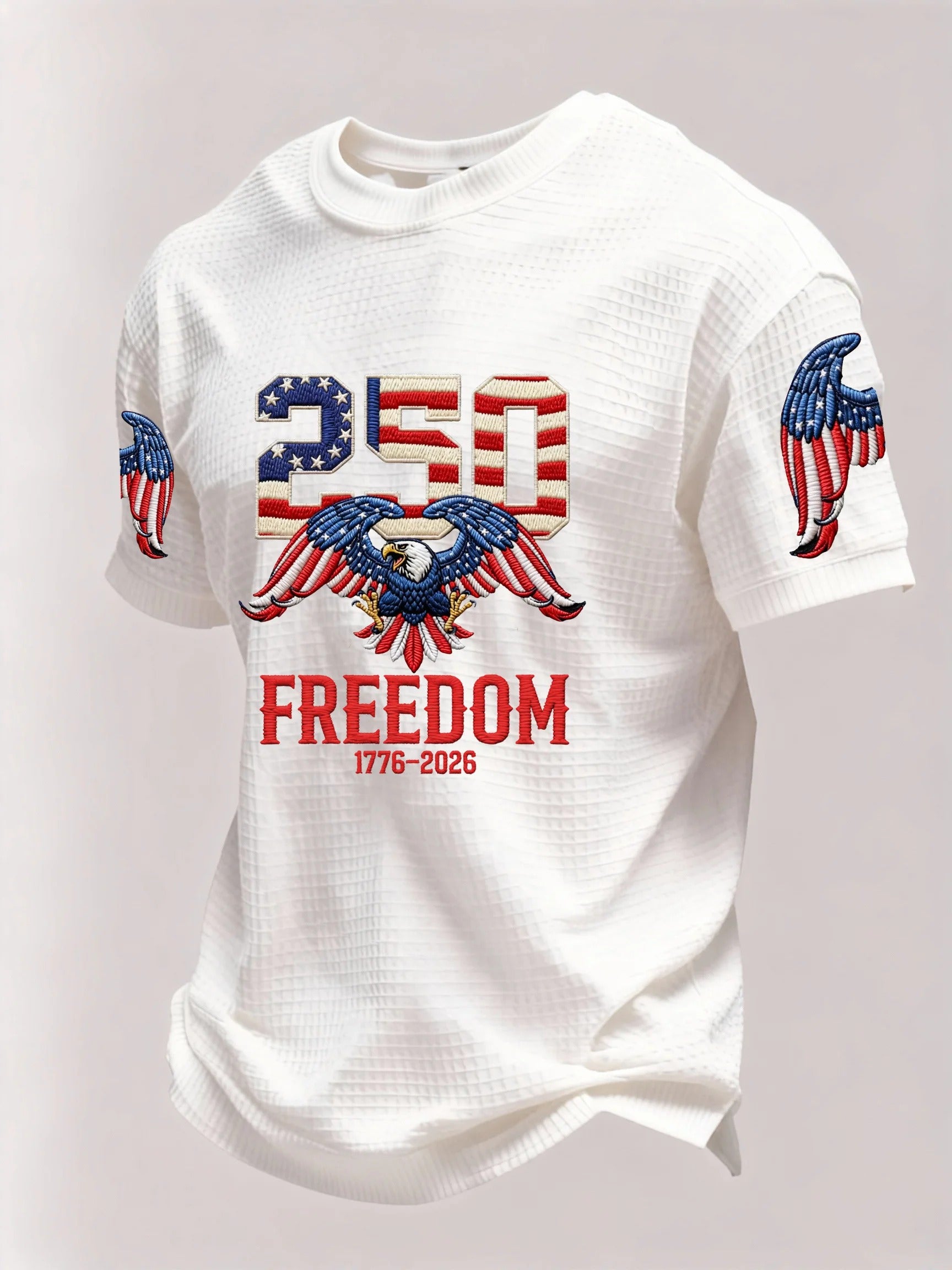 Men’s USA 250th Anniversary Embroidered Print Short Sleeve Waffle T-Shirt