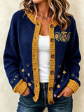 Women's Football Fans Printed Knitted Cardigan Top