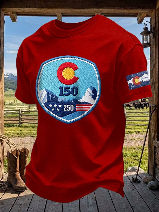 Men's Retro Colorado 150 Years USA 250 Print T-Shirt