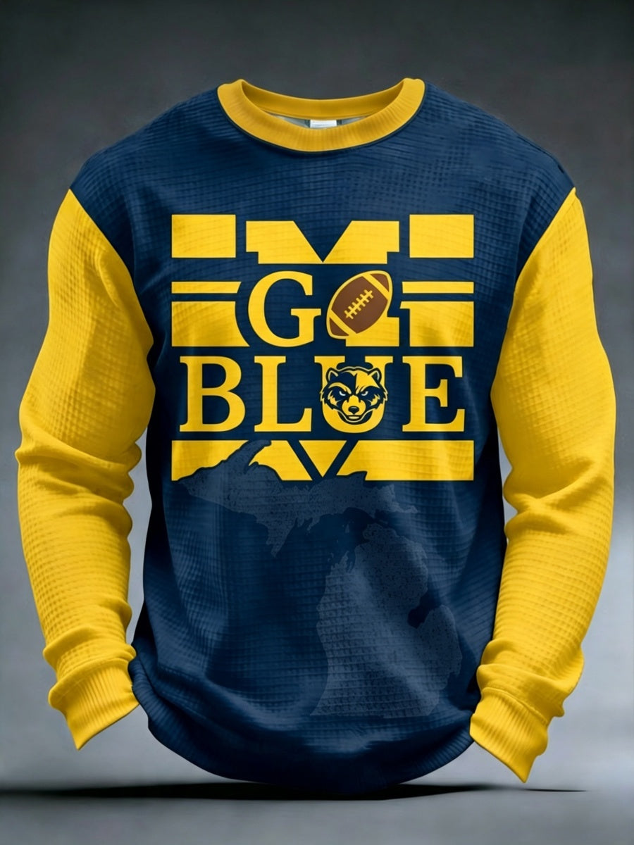 Men's Football Print Waffle Sweatshirt