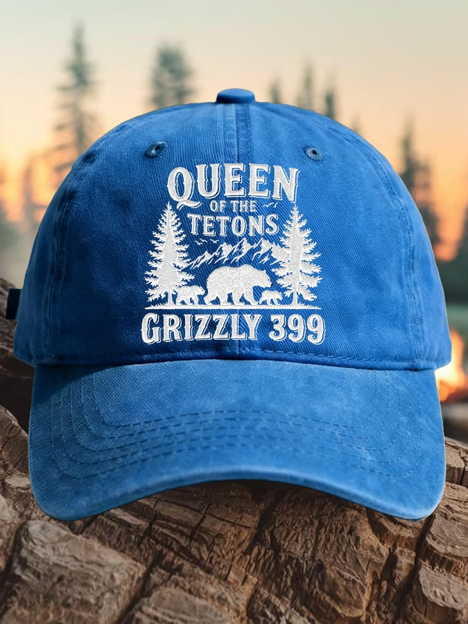 Retro Queen Of The Tetons Grizzly 399 Print Baseball Cap