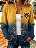 Women's Football Fans Printed Knitted Cardigan Top