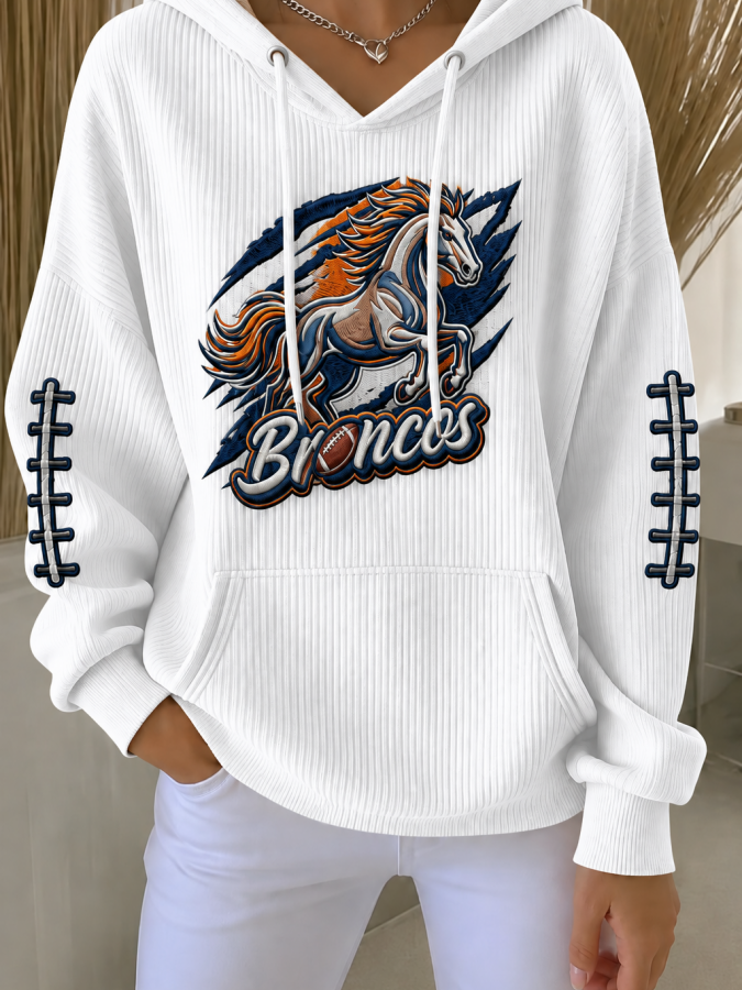 Women'S Football Printed Hooded Sweatshirt
