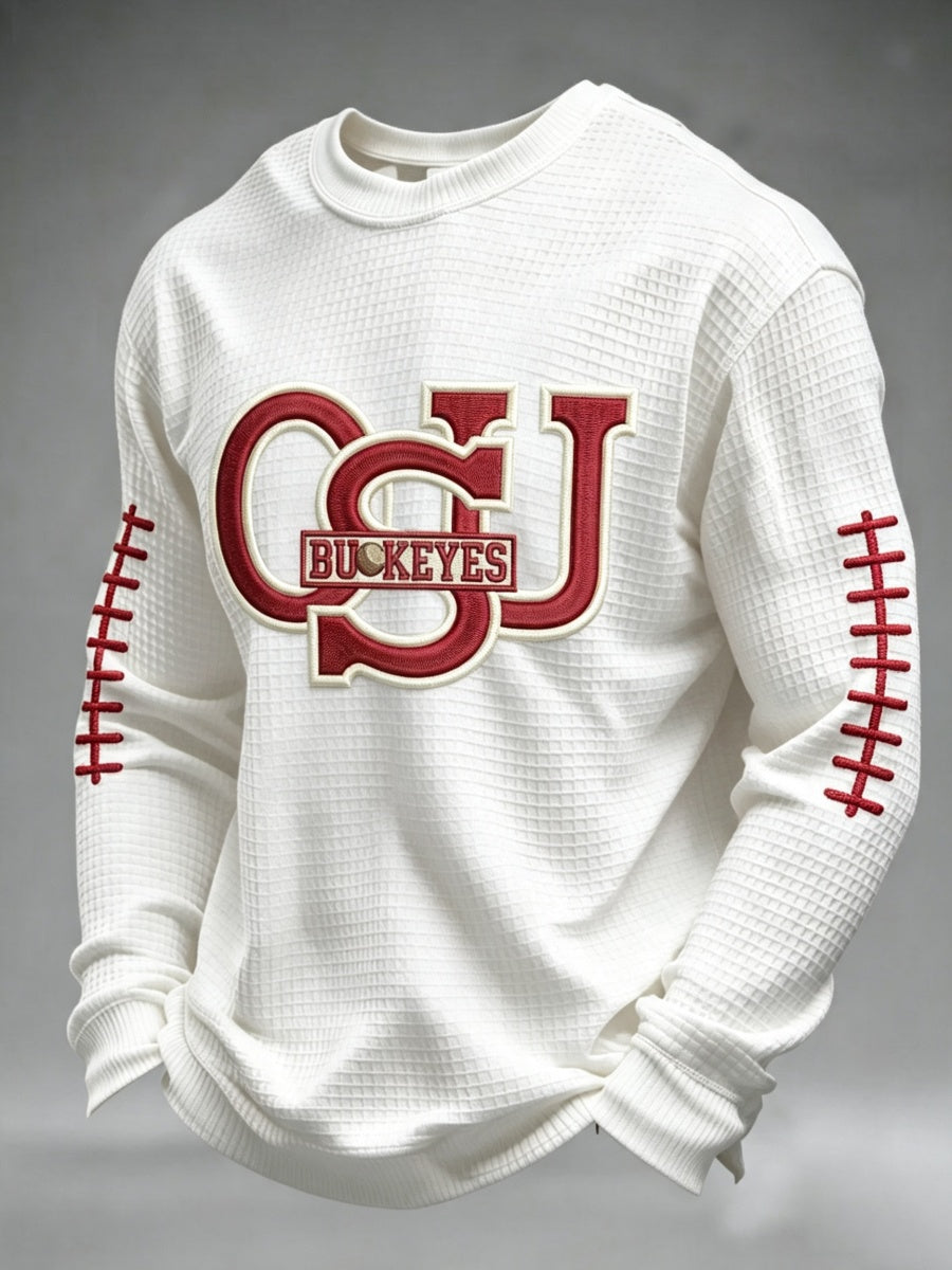 Men'S Football Printed Waffle Sweatshirt