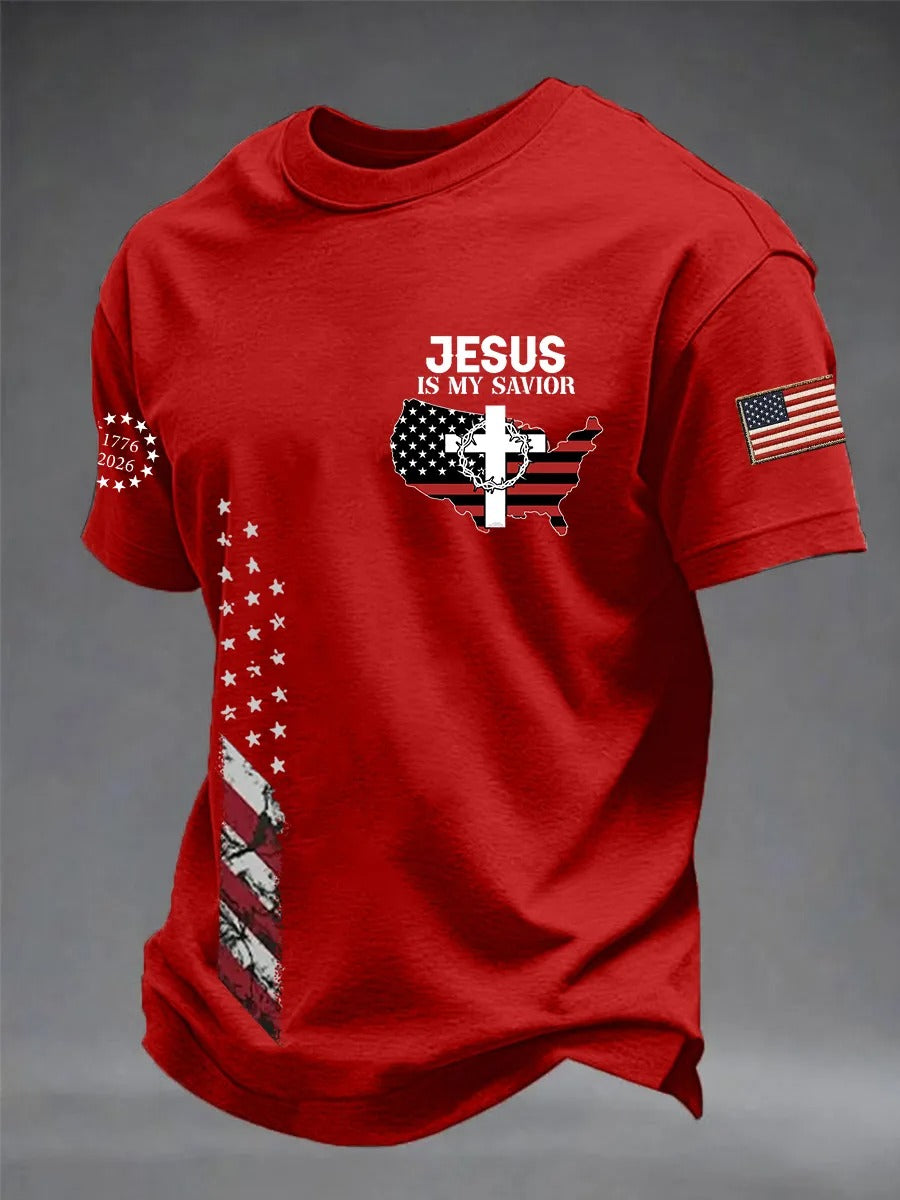 Men's American Flag Printed Casual Independence Day Patriotic T-shirt