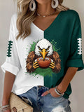Women'S Football Print Waffle  Top