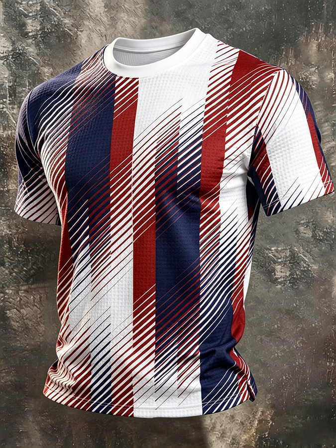 Men's Patriotic Color-Blocked Waffle T-Shirt