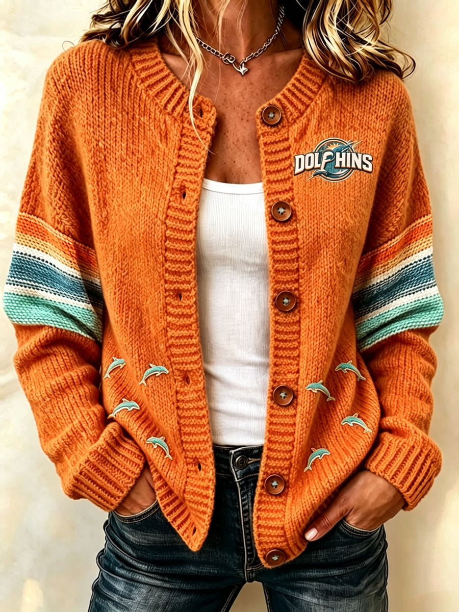 Women'S Casual Football Plant Knitted Cardigan Top