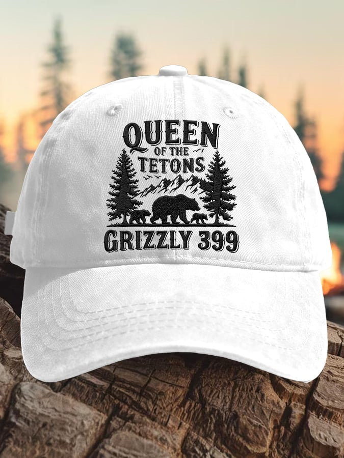 Retro Queen Of The Tetons Grizzly 399 Print Baseball Cap