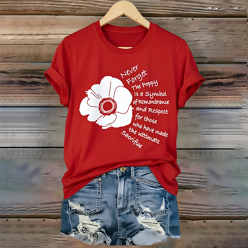 Women's "Red Friday" Poppy Commemorative Crew-Neck T-Shirt