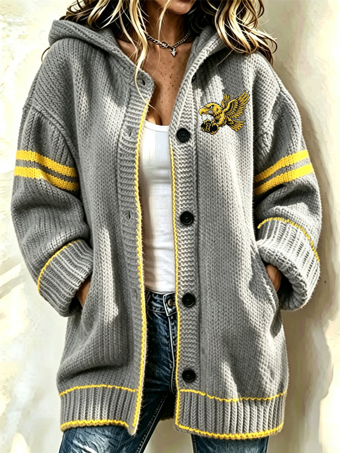 Women's Football Printed Casual Cardigan