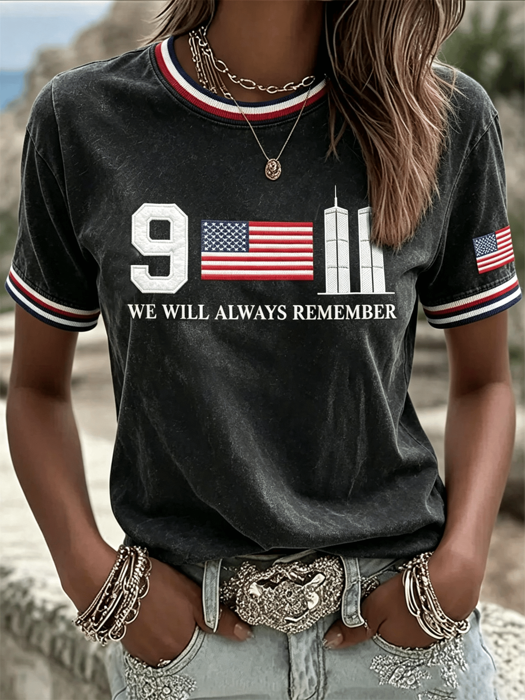 Women's 9.11 We Will Always Remember Printed T-shirt