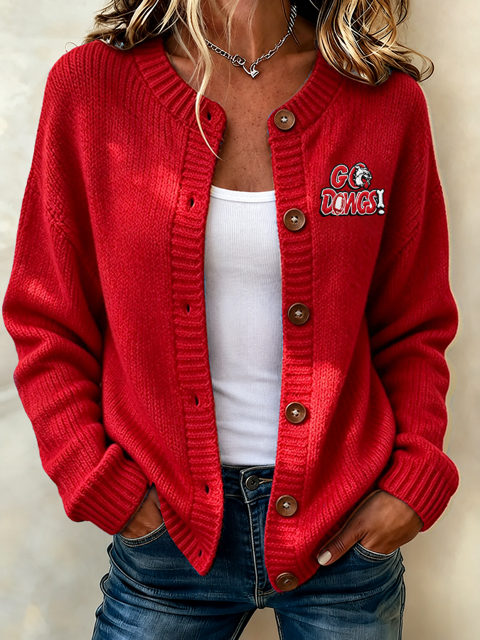 Women'S Casual Football Plant Knitted Cardigan Top