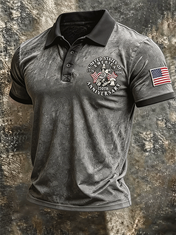 Men's Wear USA 250th Anniversary Distressed Polo Shirt