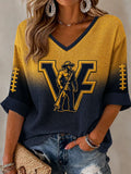 Women'S Football Print Waffle Top