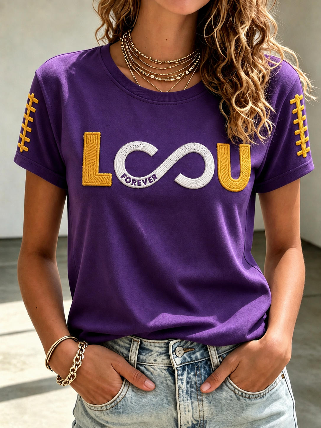 Women's Rugby Printed Round Neck Short Sleeved T-Shirt