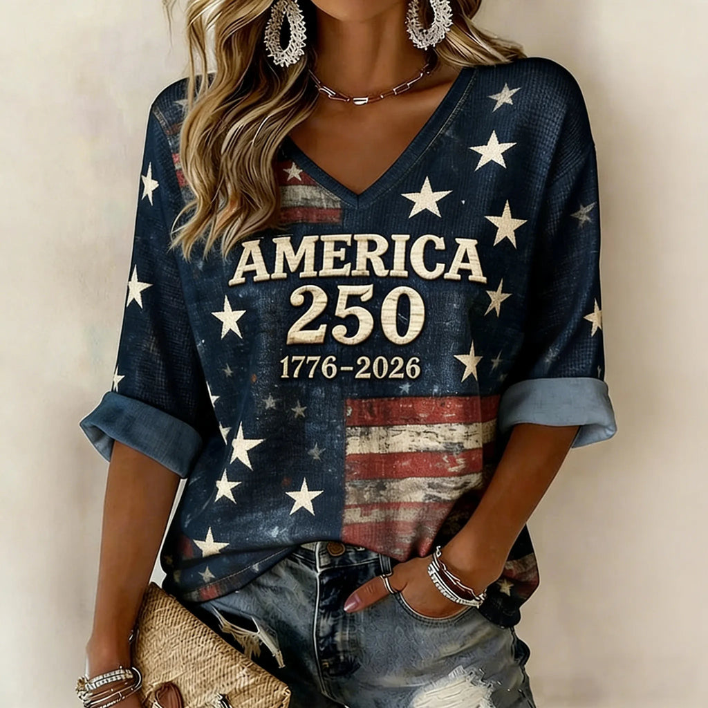 Women's American 250th Anniversary Art Print Casual Top