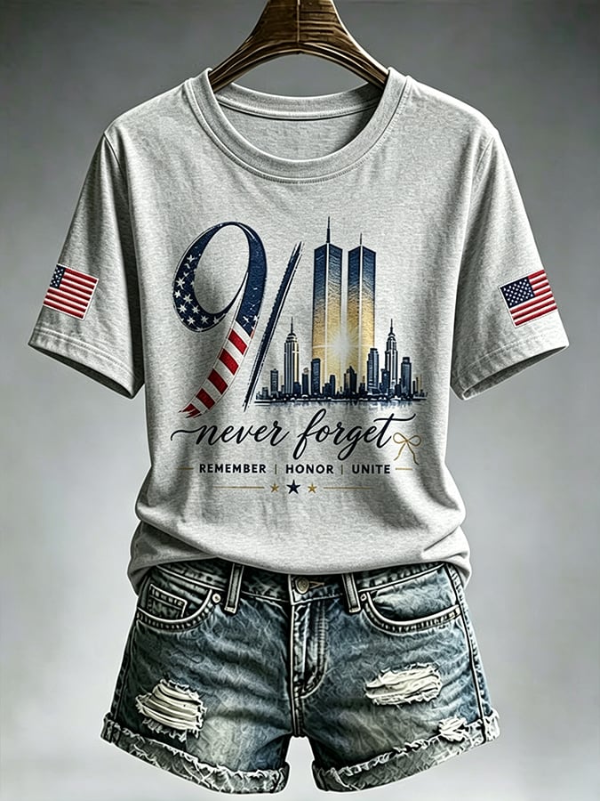 Women's  Retro  9.11 Never Forget Print T-shirt