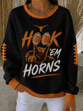 Women's Football Fan Printed Vintage Hoodie