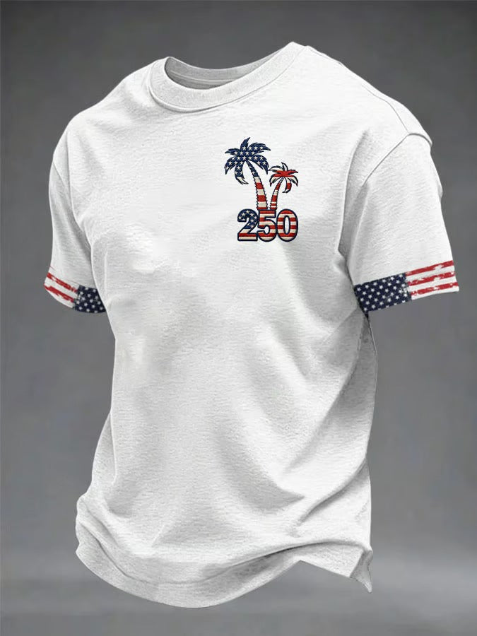 Men's Retro American Flag 250th Anniversary Printed Casual T-Shirt