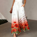Women's Red Friday Floral Print Casual Wide-Leg Pants