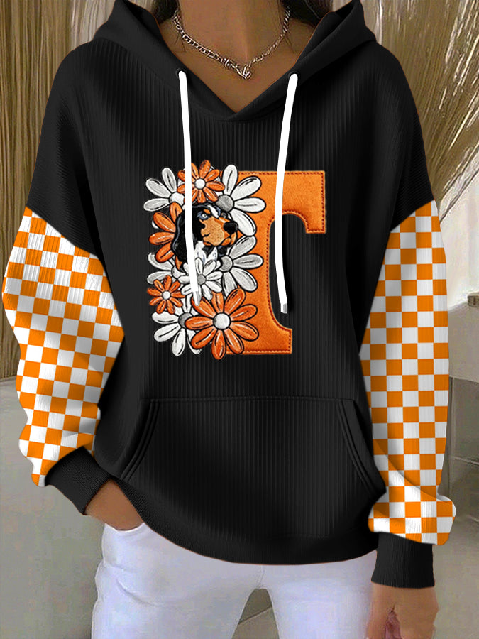 Women'S Football Print Hooded Sweatshirt