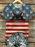 Women's 250th Anniversary Cat-Print Crewneck Top