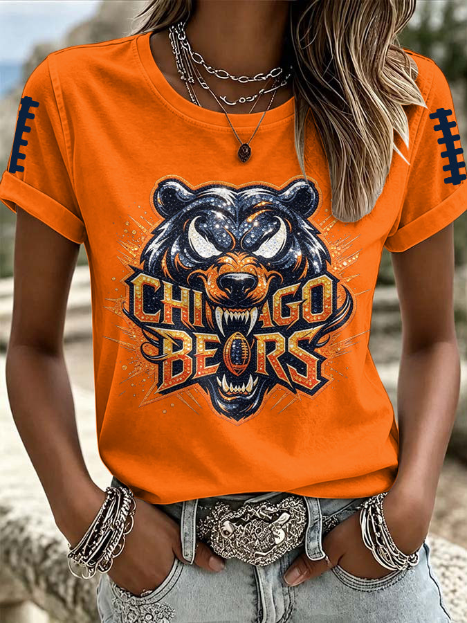 Women'S Retro Football Printed T-Shirt