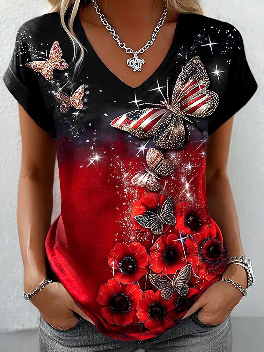 Women's Retro Memorial Day Commemorative Short-Sleeve T-Shirt