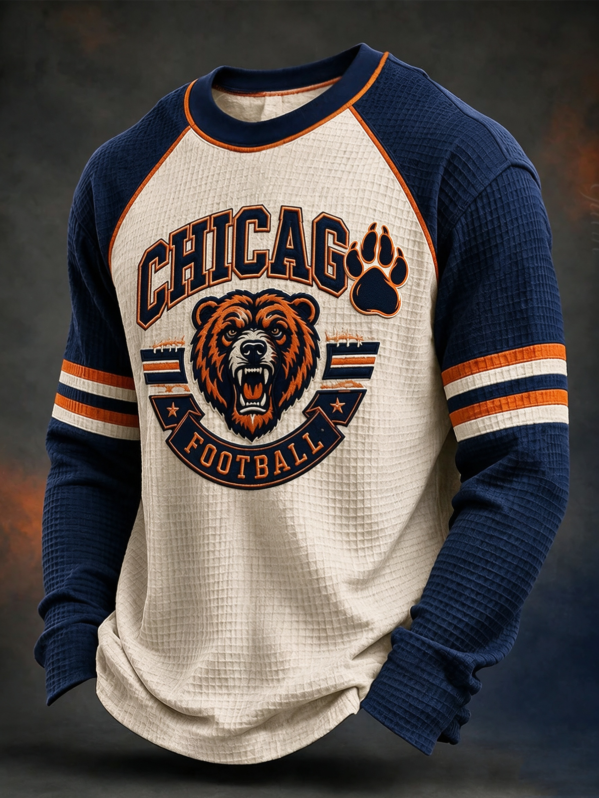 Men'S Football Gameday Gift For Football Fans Casual Waffle Long Sleeve Top
