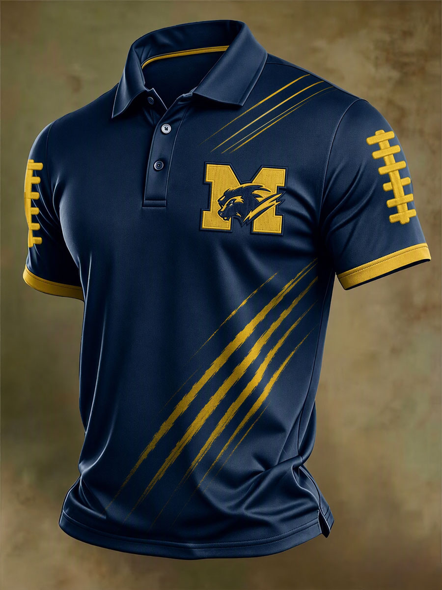 Men's Football Sports Casual Polo Shirt