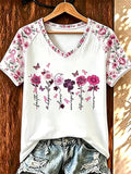 Women'S Casual Retro Breast Cancer Awareness Printed T-Shirt