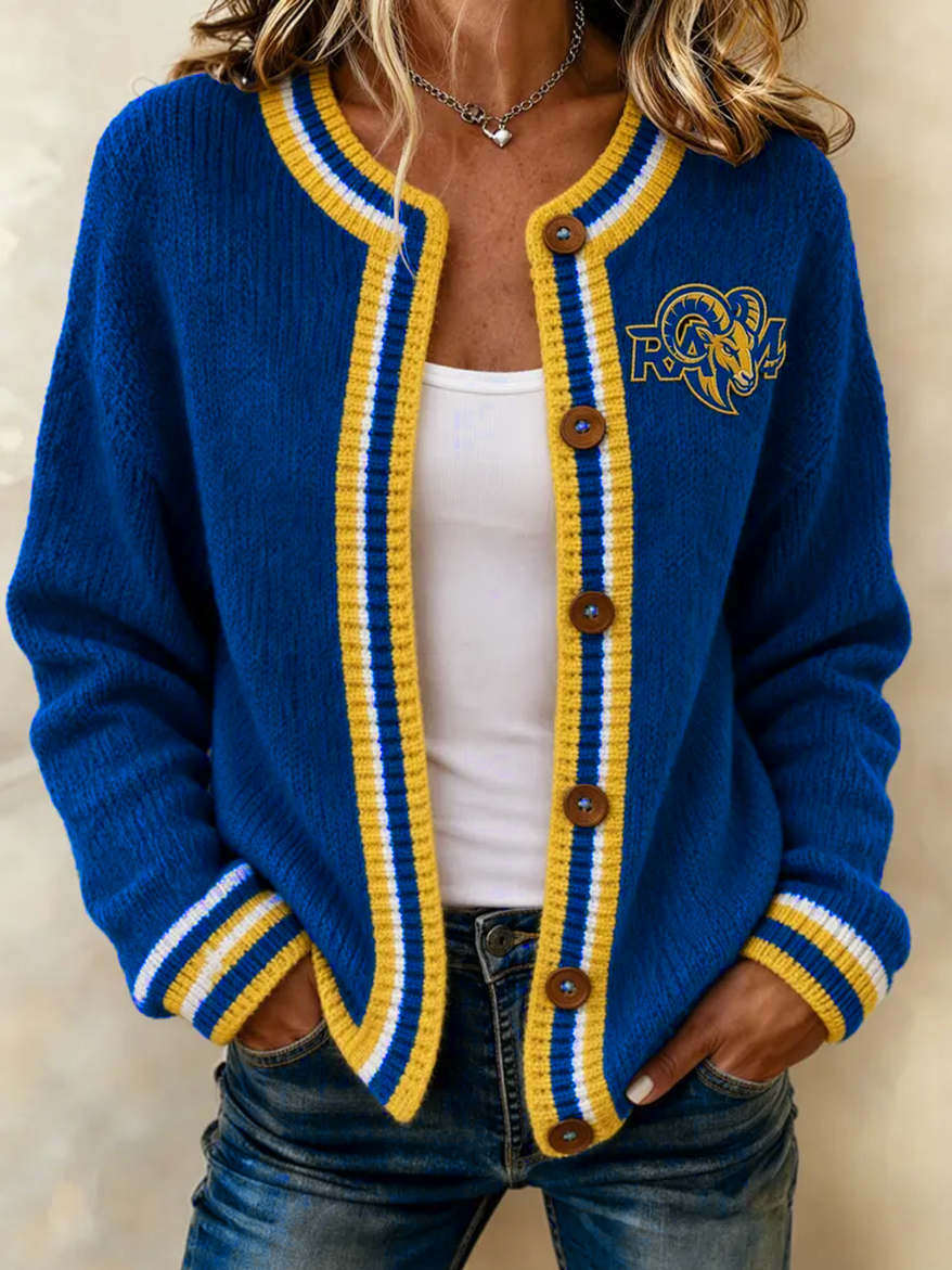 Women's casual Football plant knitted cardigan top