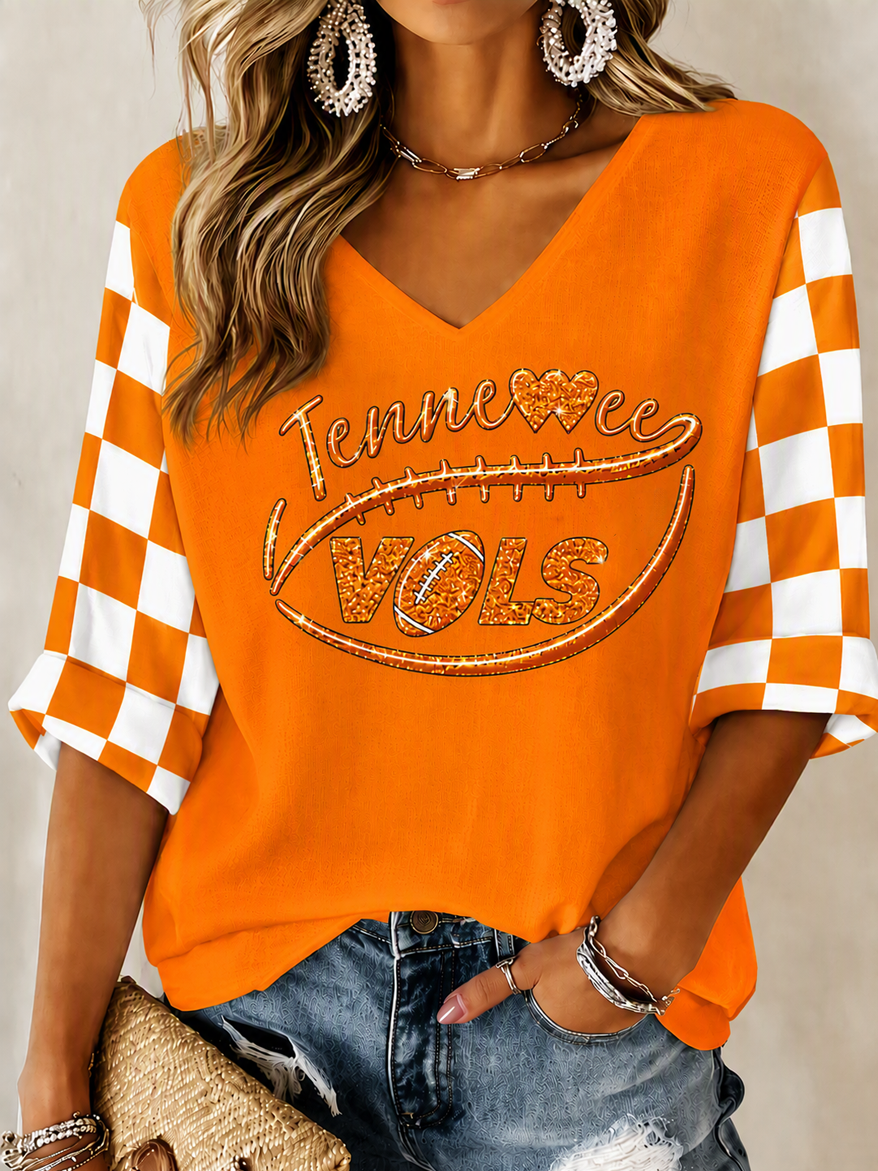 Women'S Football Print Waffle Top