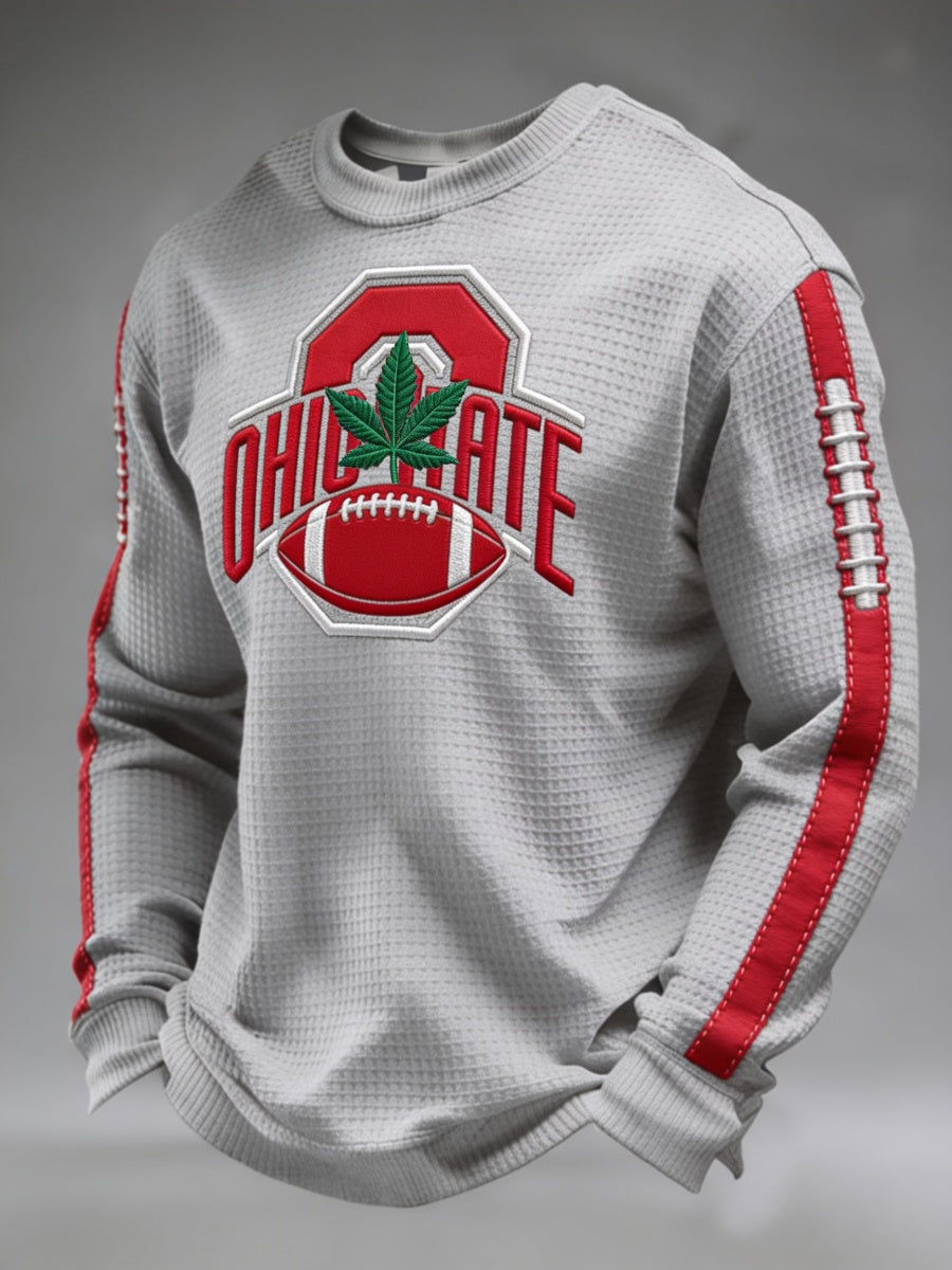 Men'S Football Game Printed Waffle Sweatshirt